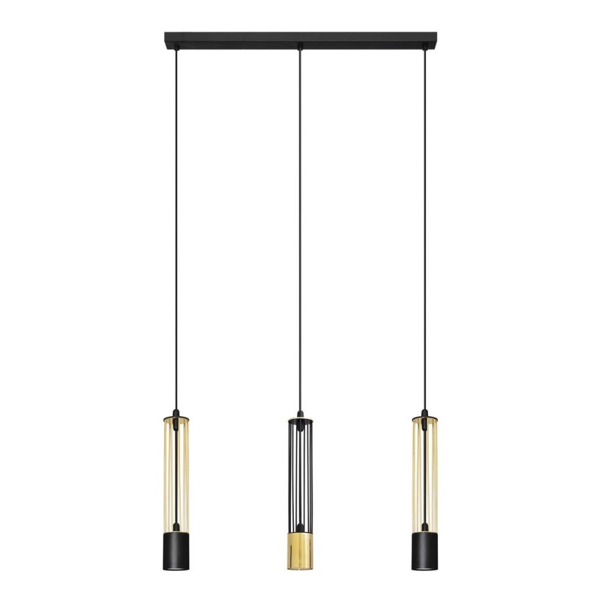 LED Luster na sajli BARS 3xGU10/4,8W/230V crna/zlatna