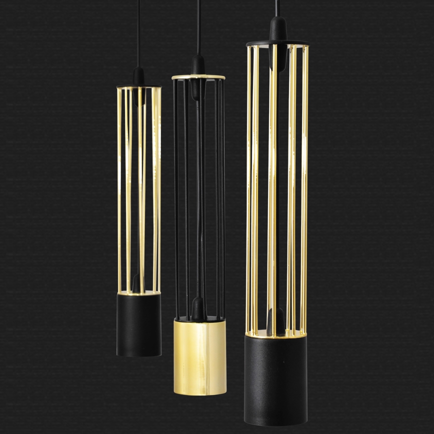LED Luster na sajli BARS 3xGU10/4,8W/230V crna/zlatna