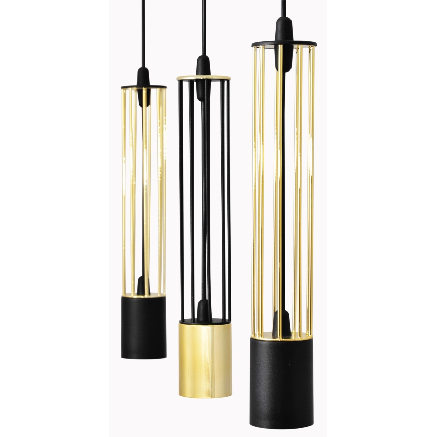 LED Luster na sajli BARS 3xGU10/4,8W/230V crna/zlatna