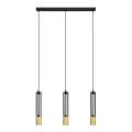 LED Luster na sajli BARS 3xGU10/4,8W/230V crna/zlatna