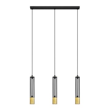 LED Luster na sajli BARS 3xGU10/4,8W/230V crna/zlatna