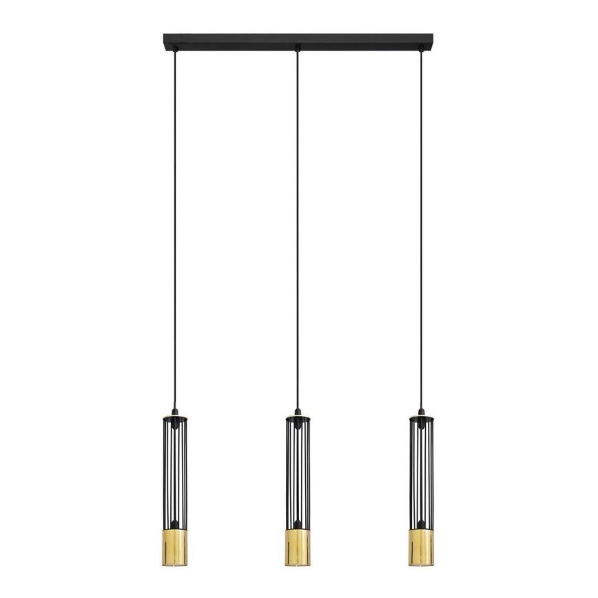 LED Luster na sajli BARS 3xGU10/4,8W/230V crna/zlatna