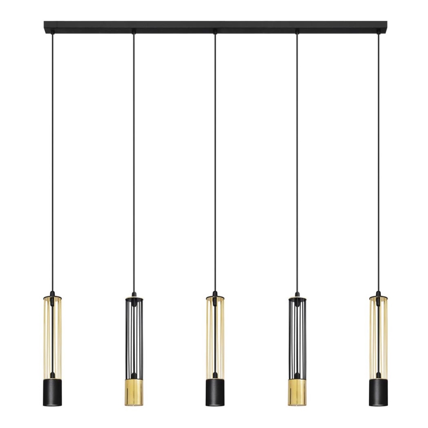 LED Luster na sajli BARS 5xGU10/4,8W/230V crna/zlatna