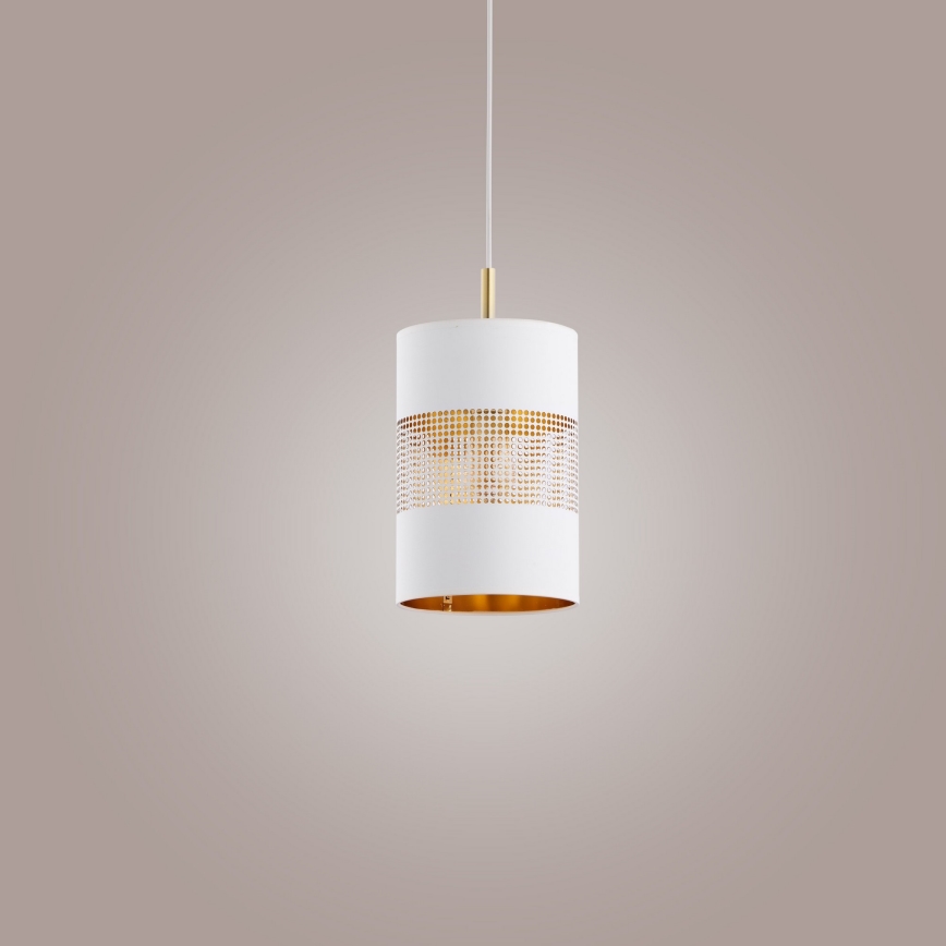 LED luster na sajli BOGART 1xE27/15W/230V bijela/zlatna