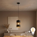 LED luster na sajli BOGART 1xE27/15W/230V crna/zlatna
