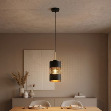 LED luster na sajli BOGART 1xE27/15W/230V crna/zlatna