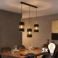 LED luster na sajli BOGART 3xE27/15W/230V crna/zlatna