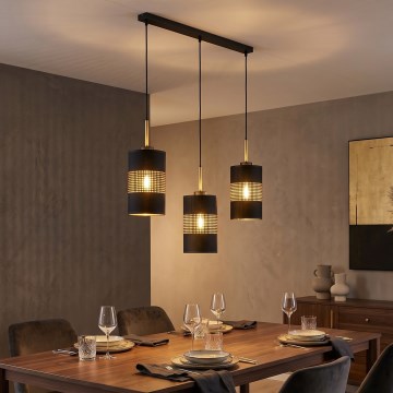 LED luster na sajli BOGART 3xE27/15W/230V crna/zlatna