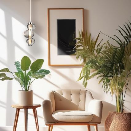 LED luster na sajli BOLLA LED/12W/230V Ø 16 cm sjajni krom/dimno-siva