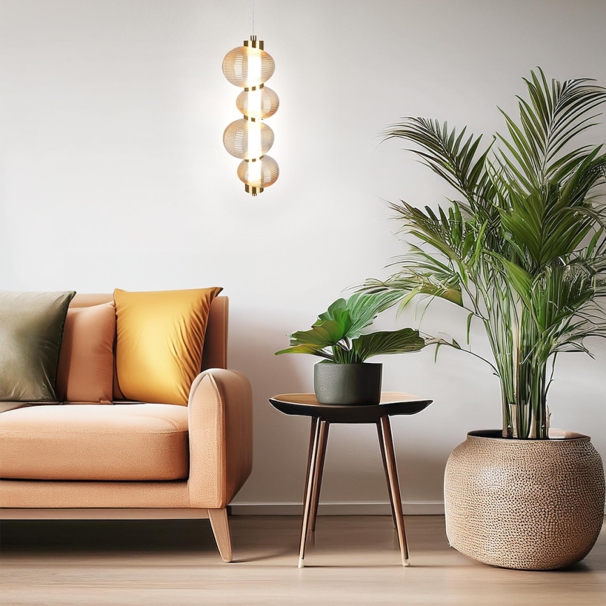 LED luster na sajli BOLLA LED/17W/230V promjer 16 cm zlatna/dimljeno bež