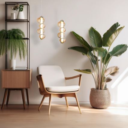 LED luster na sajli BOLLA LED/17W/230V promjer 16 cm zlatna/dimljeno bež