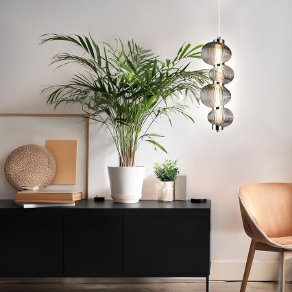 LED luster na sajli BOLLA LED/17W/230V Ø 16 cm sjajni krom/zadimljeno-siva