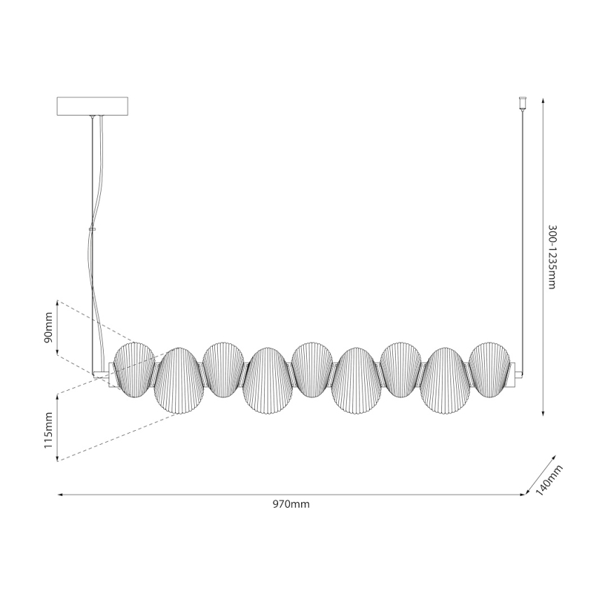 LED Luster na sajli BOLLA LED/32W/230V sjajni krom/dimna