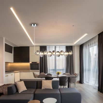 LED luster na sajli BOLLA LED/32W/230V sjajni krom/dimno siva