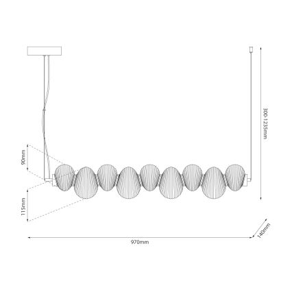 LED luster na sajli BOLLA LED/32W/230V sjajni krom/dimno siva