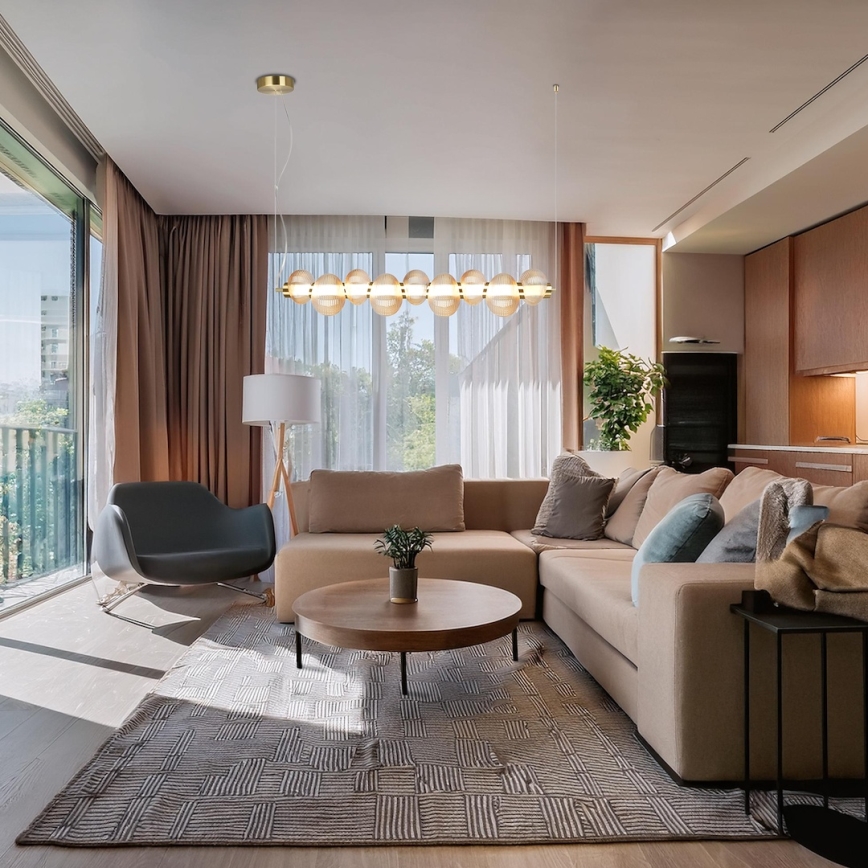 LED luster na sajli BOLLA LED/32W/230V zlatna/dimno bež