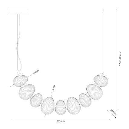 LED Luster na sajli BOLLA LED/36W/230V sjajni krom/dimna