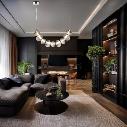 LED luster na sajli BOLLA LED/36W/230V sjajni krom/dimno-siva