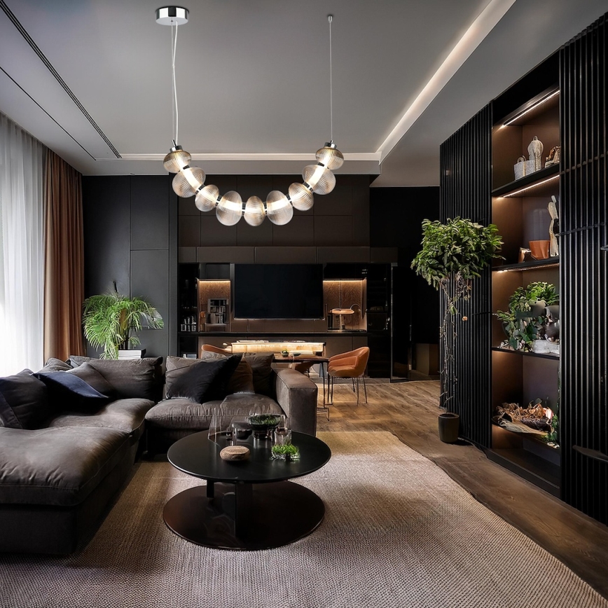 LED luster na sajli BOLLA LED/36W/230V sjajni krom/dimno-siva