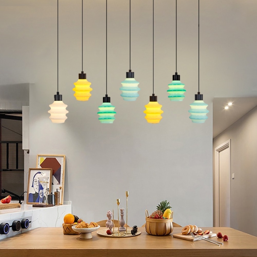 LED luster na sajli CACTUS 7xLED/2,8W/230V 3000K zelena/žuta/bijela