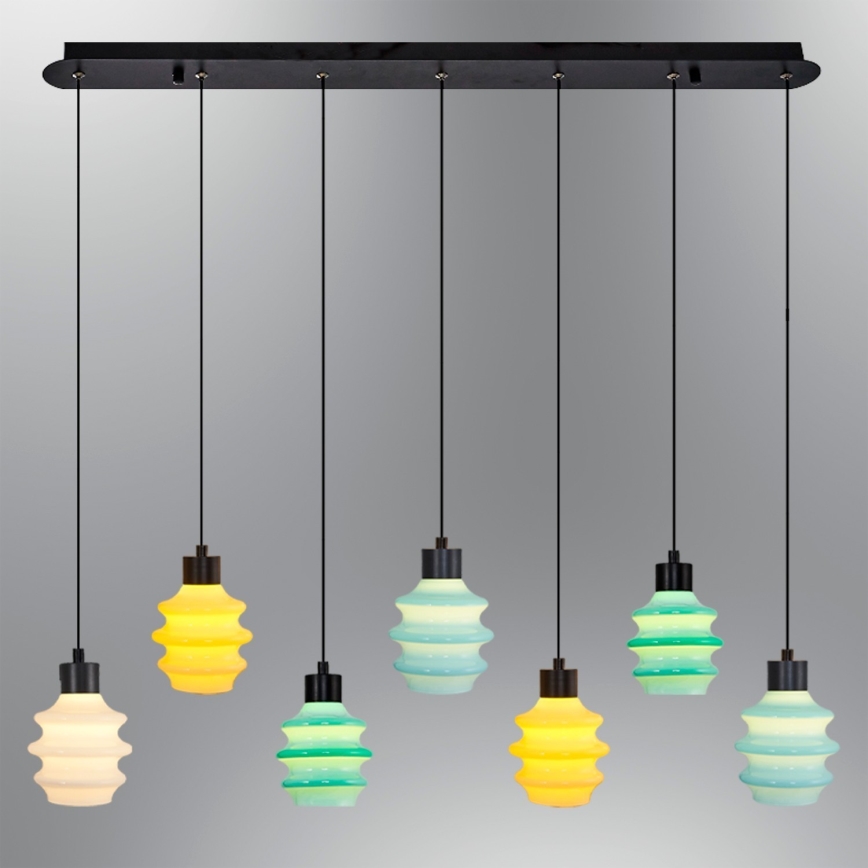 LED luster na sajli CACTUS 7xLED/2,8W/230V 3000K zelena/žuta/bijela