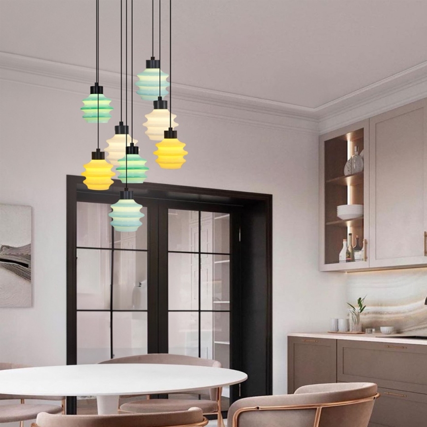 LED luster na sajli CACTUS 8xLED/2,8W/230V 3000K zelena/žuta/bijela