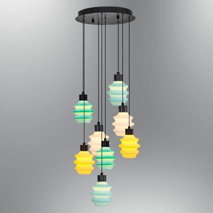 LED luster na sajli CACTUS 8xLED/2,8W/230V 3000K zelena/žuta/bijela