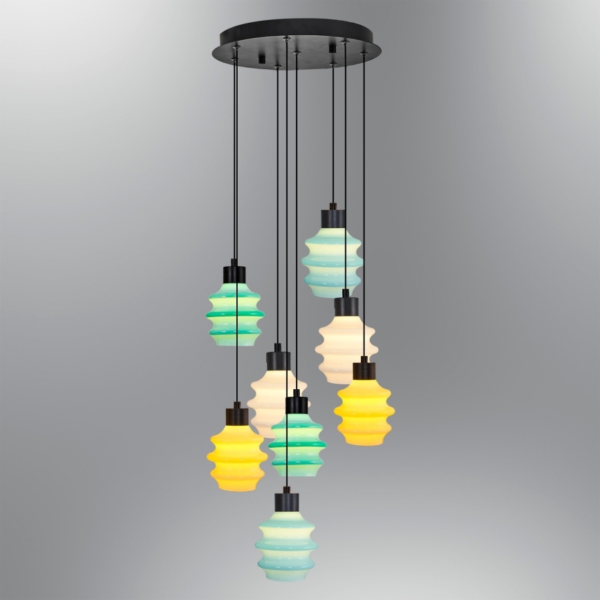 LED luster na sajli CACTUS 8xLED/2,8W/230V 3000K zelena/žuta/bijela