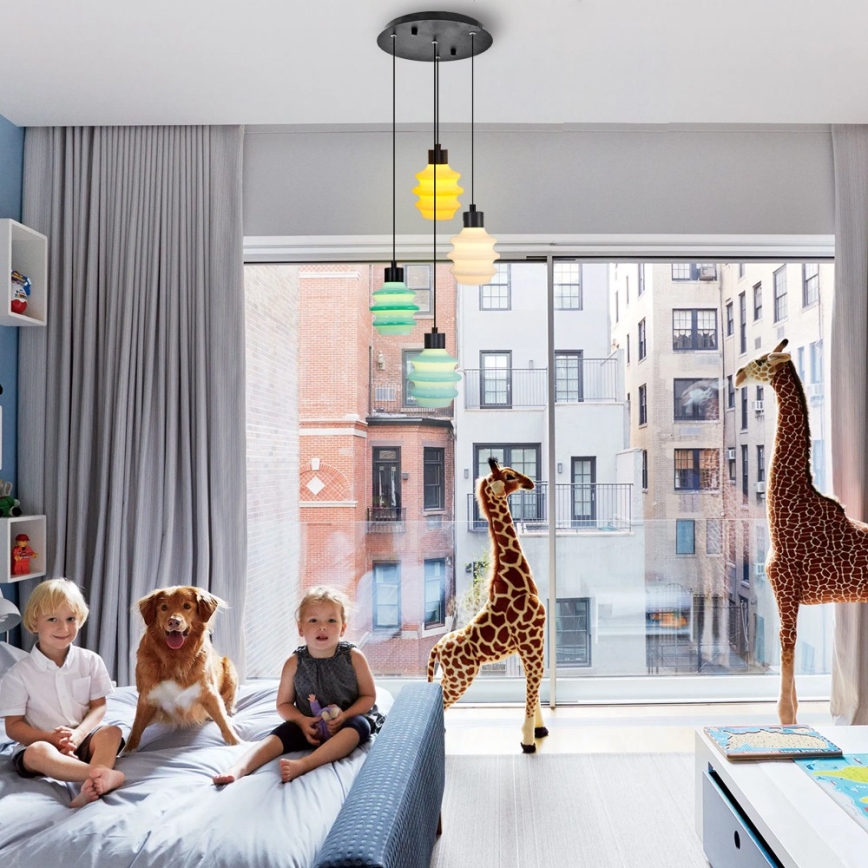 LED luster na sajli CACTUS LED/12W/230V 3000K zelena/žuta/bijela