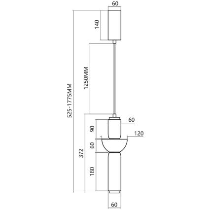 LED Luster na sajli CAMPO LED/19W/230V