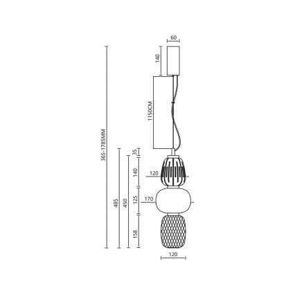 LED Luster na sajli CARO LED/28W/230V krom