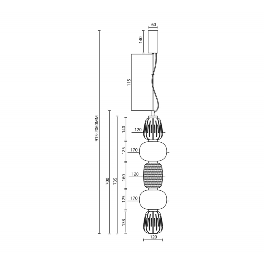 LED Luster na sajli CARO LED/40W/230V sjajni krom