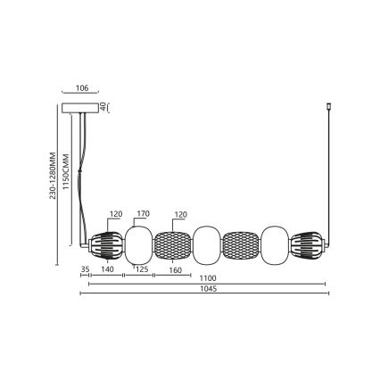 LED Luster na sajli CARO LED/42W/230V krom