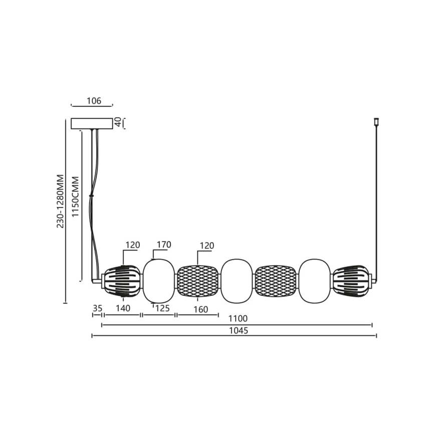 LED Luster na sajli CARO LED/42W/230V sjajni krom