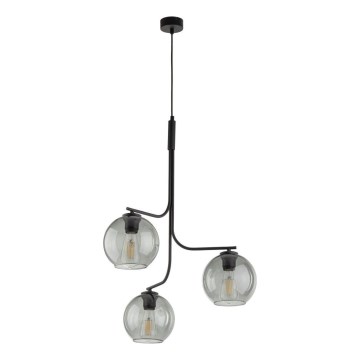 LED luster na sajli CESAR 3xE27/15W/230V crna/zadimljeno-siva