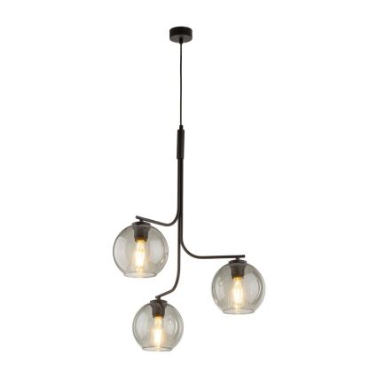 LED luster na sajli CESAR 3xE27/15W/230V crna/zadimljeno-siva