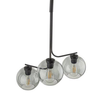 LED luster na sajli CESAR 3xE27/15W/230V crna/zadimljeno-siva