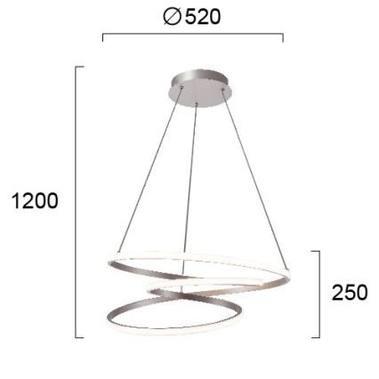 LED luster na sajli CORT LED/40W/230V srebrna