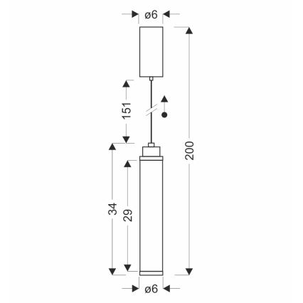 LED luster na sajli CORTE LED/10W/230V, crni