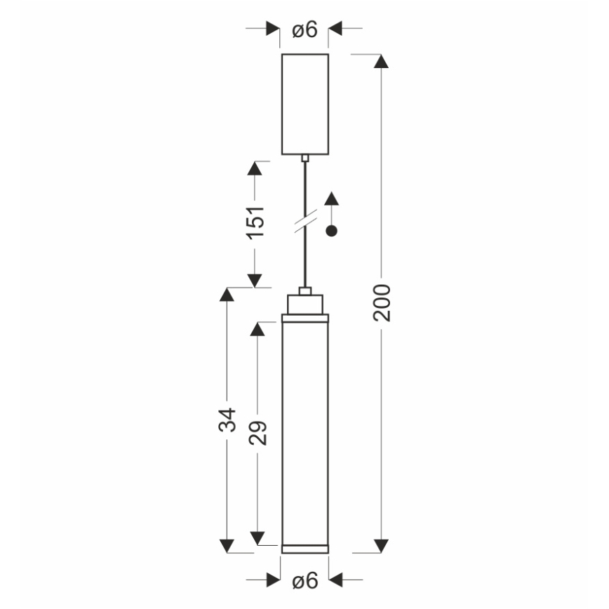 LED luster na sajli CORTE LED/10W/230V, crni