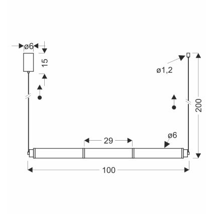 LED luster na sajli CORTE LED/25W/230V crna