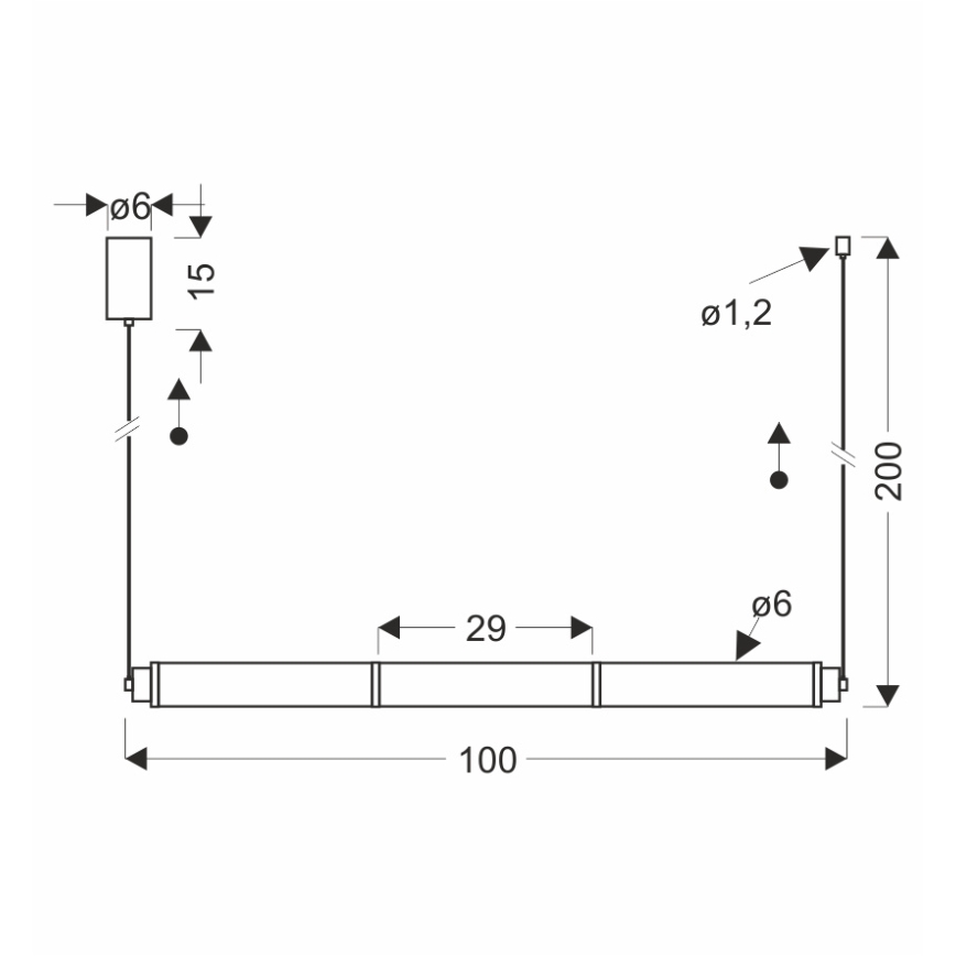 LED luster na sajli CORTE LED/25W/230V crna