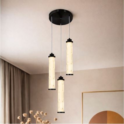LED luster na sajli CORTE LED/25W/230V crni