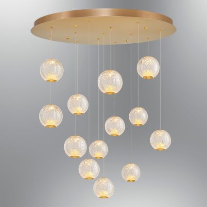LED luster na sajli CREMONA 13xLED/5W/230V 3000K zlatna