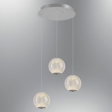 LED luster na sajli CREMONA 3xLED/5W/230V 3000K matni krom