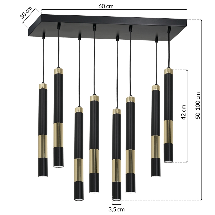 LED Luster na sajli DALLAS 8xGU10/3W/230V