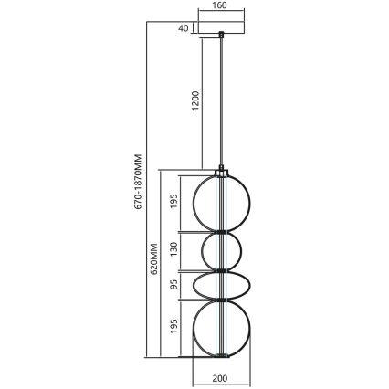 LED Luster na sajli DAPHNE LED/36W/230V siva