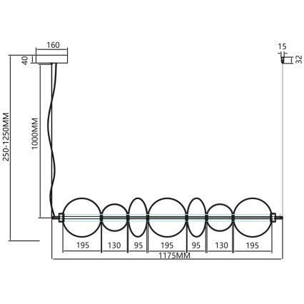 LED Luster na sajli DAPHNE LED/40W/230V siva