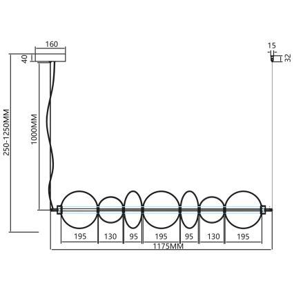 LED Luster na sajli DAPHNE LED/40W/230V zlatna