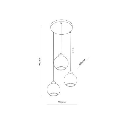 LED luster na sajli DEVI 3xE27/15W/230V crna/dimljeno bež